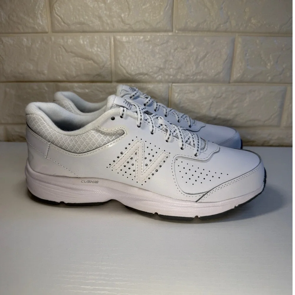 New Balance 411v1 White Leather Walking Shoes Sneakers Women Sz 8.5 NIB WW411WT2
